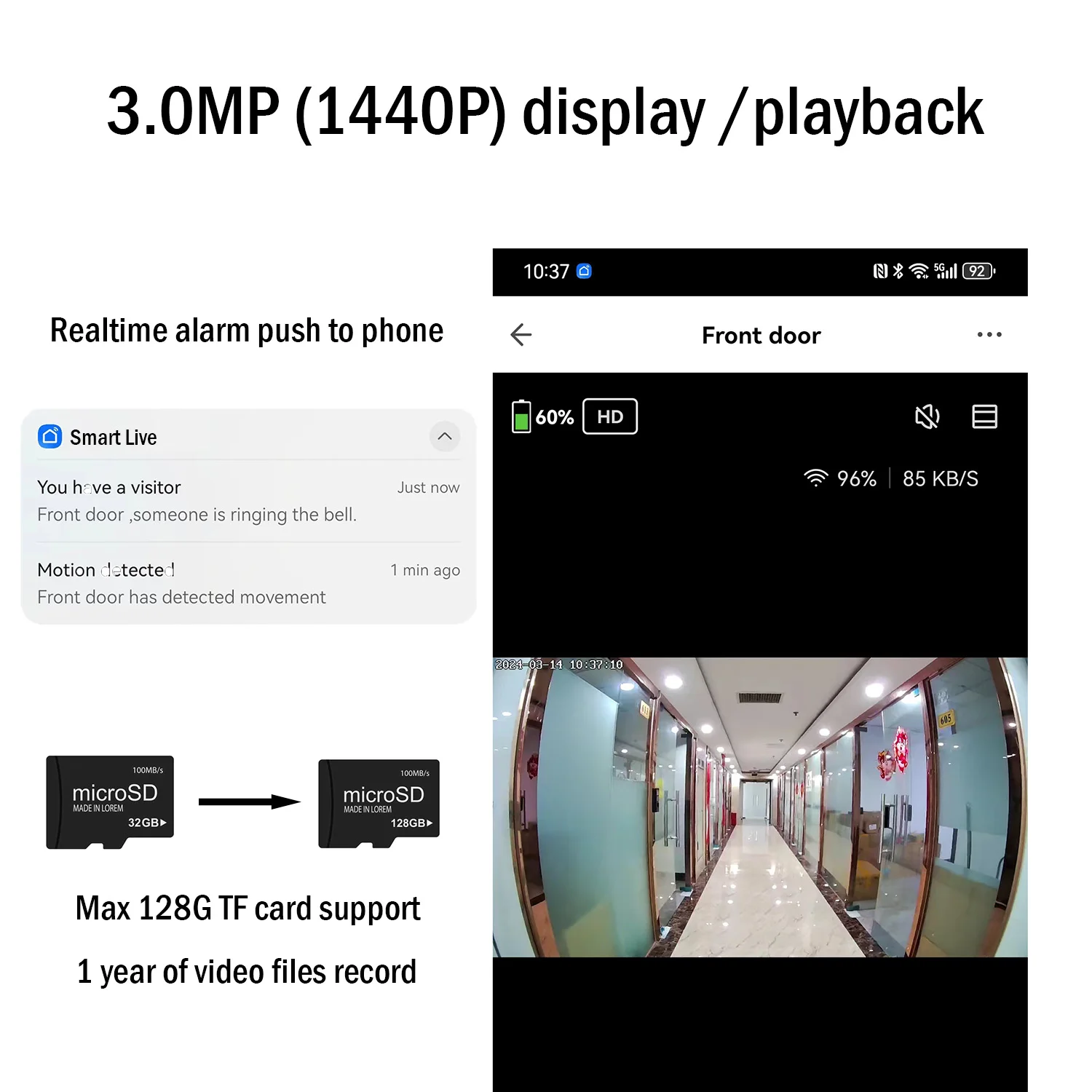 Imagem -02 - Yuezhe Tuya Smart Peephole Câmera Vídeo Wi-fi Wi-fi Silêncio Olho 5000mah Alarme de Movimento Pir Alexa Door Phone Casa Inteligente 3mp 43