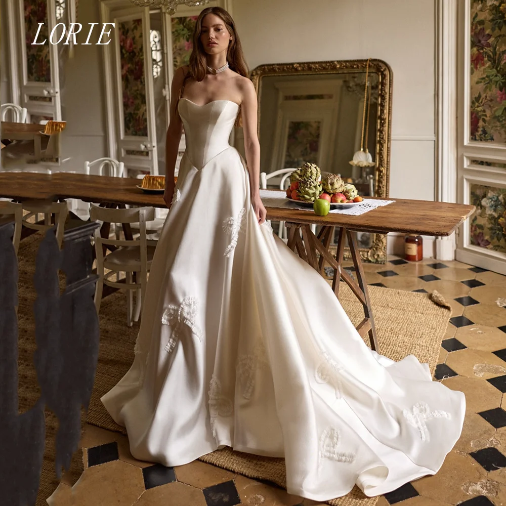 

LORIE Luxury 3D BowsA Line Wedding Dress Sweetheart Bridal Dresses Appliques Sleeveless Temperament Wedding Gown Customized 2026
