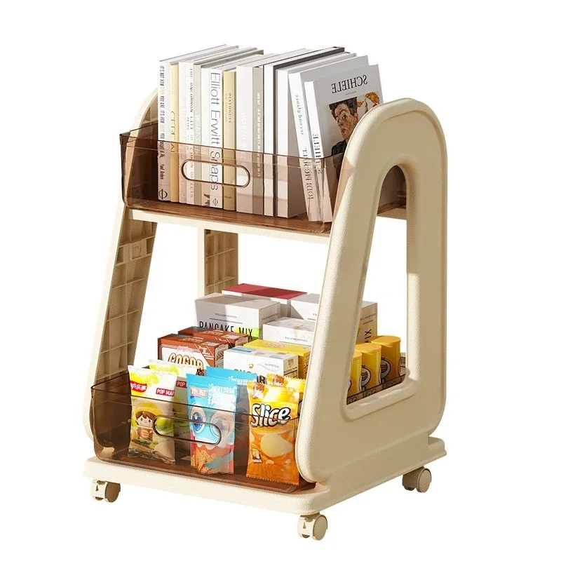 

Household multi-layer movable trolley, living room books and sundries storage rack