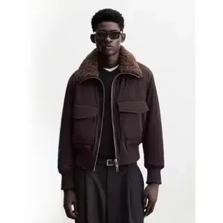 

Осень-зима, мужская одежда ort Jaet в стиле пэчворк с меховым воротником, американская хлопковая верхняя одежда, повседневная модная одежда-стойка с застежкой-молнией