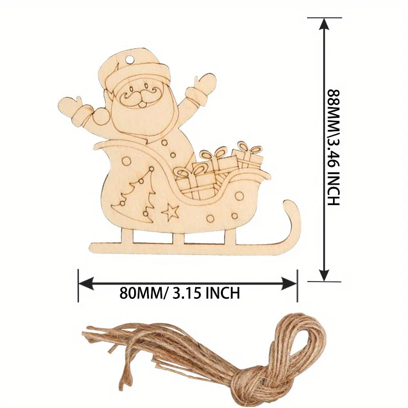 Paintable Blank Wooden christmas tree Festival Ornaments Xmas Tree Hanging Wood Slices for DIY Art Crafts Christmas Decoration