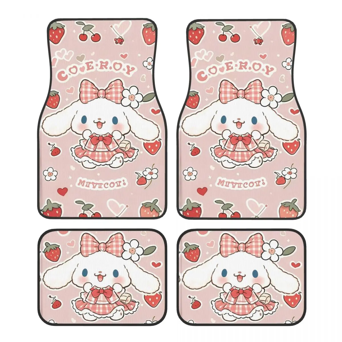 

Cinnamoroll Kawaii автомобильные коврики с героями мультфильмов для автомобилей, универсальный полный комплект автомобильных ковриков, нескользящие для седанов грузовиков