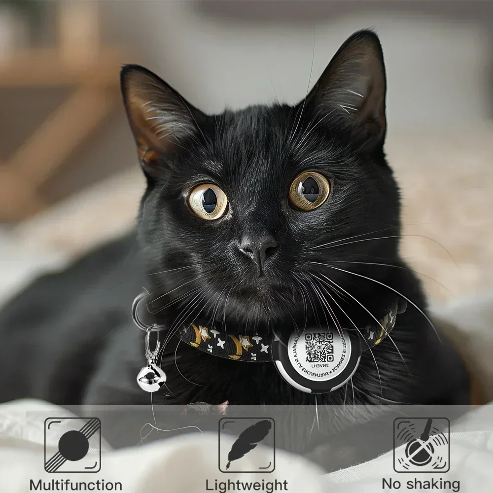 GPS Tracker Cat Collar with AirTag Case Holder, Air Tag Cat Holder & QR ID Tag Dual Protection Kitten Collar for Gatos Apple Tag