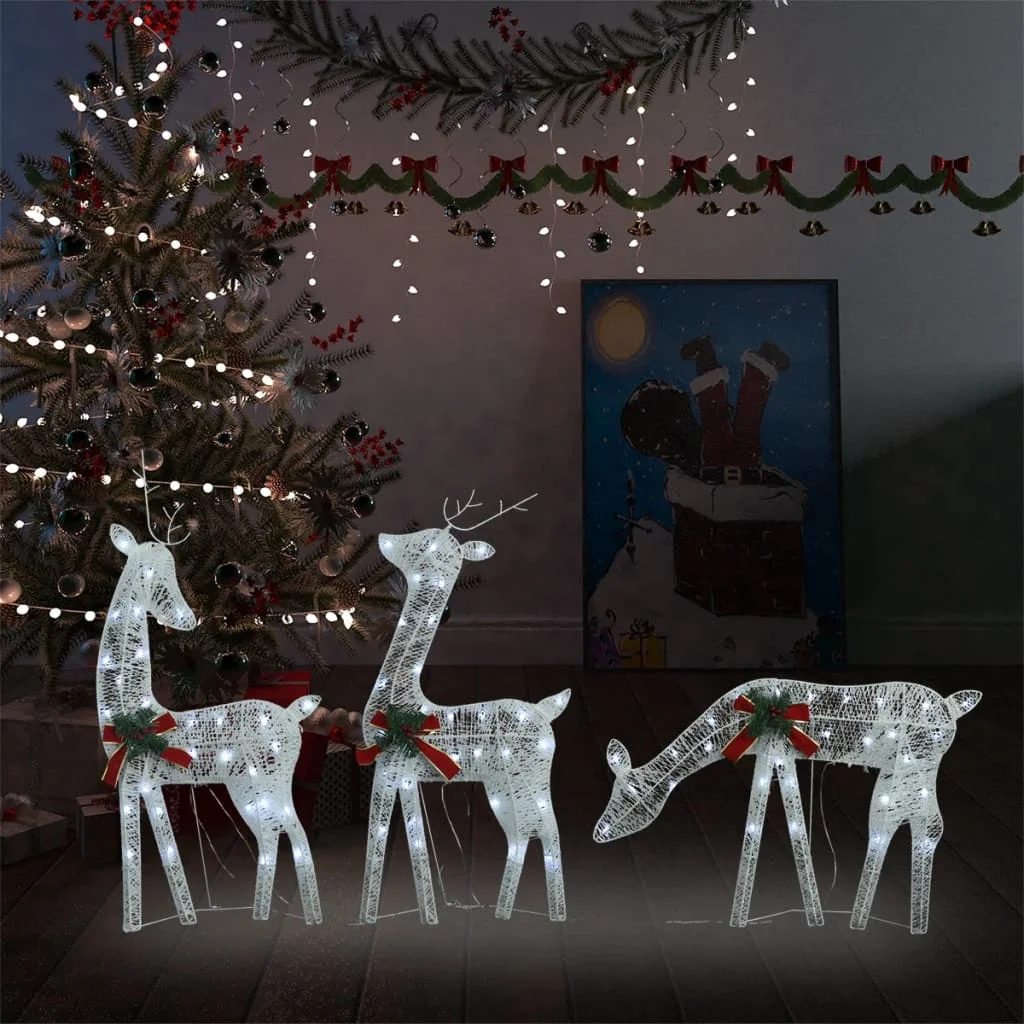 

Christmas Reindeer Family 106.3"x2.8"x35.4" White Cold White Mesh