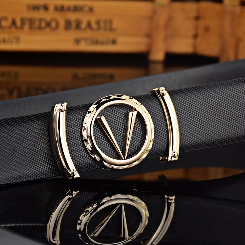 Fashion Brand White V Letter Belt Men Slide Buckle Designer Classic Luxury Belt Jeans Casual High Quality Cintos Masculinos - Image 4