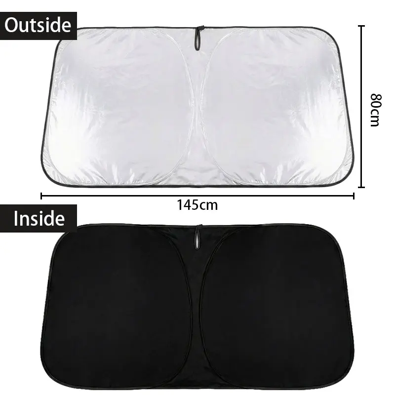 145x80cm Car Front Window Windshield Sun Shade Cover Foldable Summer UV Protector Parasol Sunshade Auto Interior Accessories - view 2