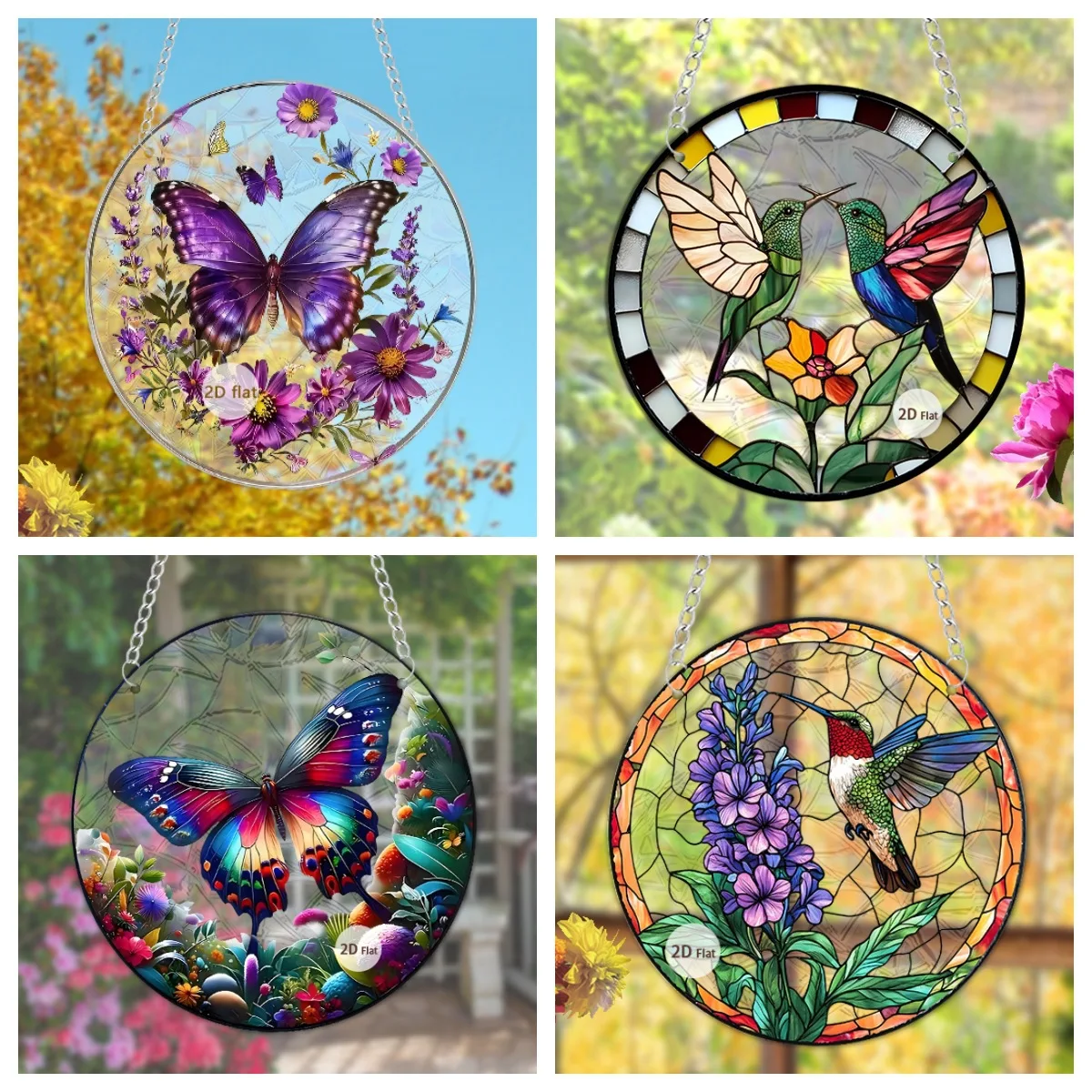 

New animal butterfly bird color film glare color hanging window decoration porch decoration
