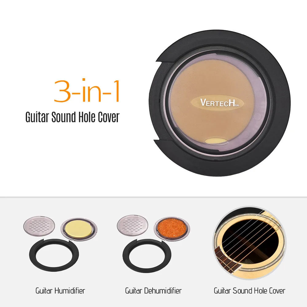 VERTECHnk SM-20 3-in-1 Acoustic Guitar Sound Hole Cover Humidifier Moisture Reservoir Dehumidifier for Guitar Sound Hole