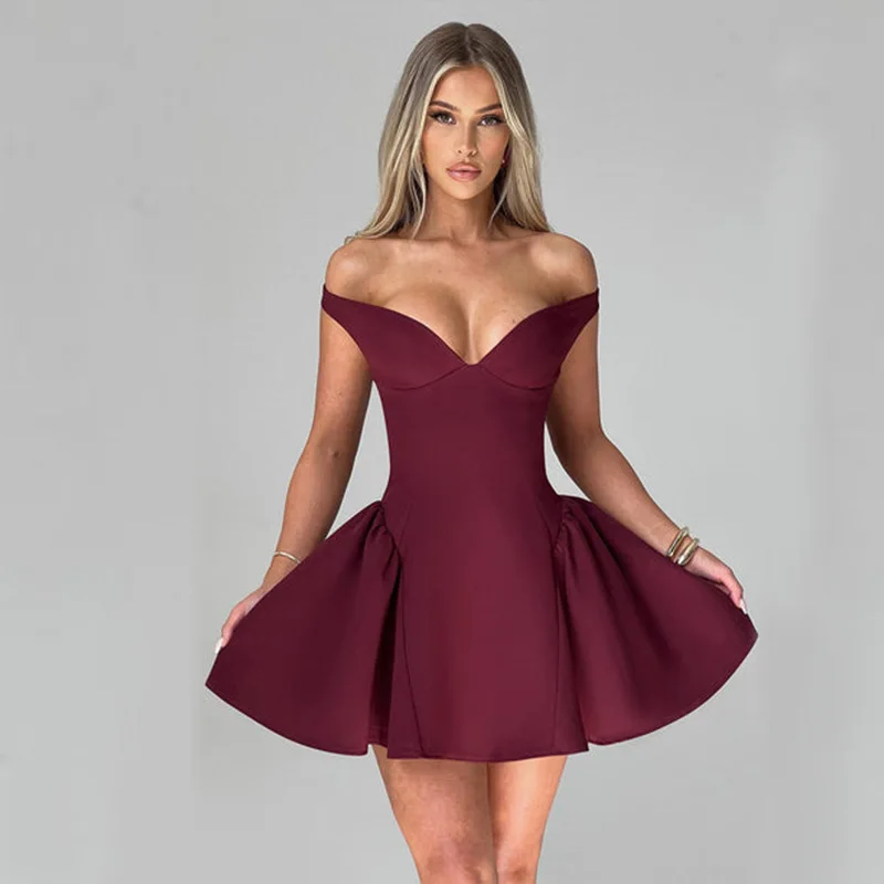 Vestido ajustado de color liso con espalda descubierta para mujer, sexy, con cuello en V, corte bajo, otoño 2024