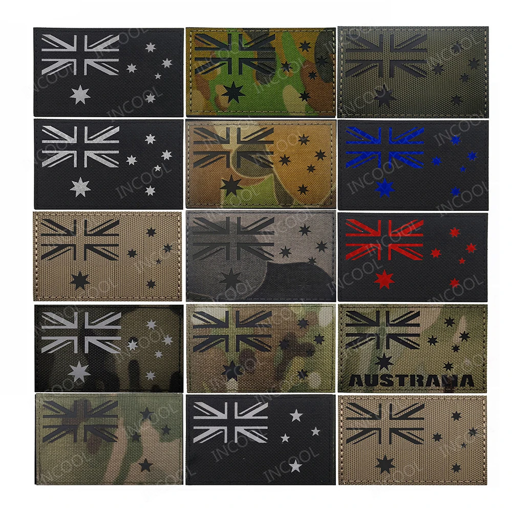 Australia New Zealand Papua New Guinea Guam Samoa Flags Embroidered PVC Rubber IR Reflective Patches Appliqued Badges Chevron