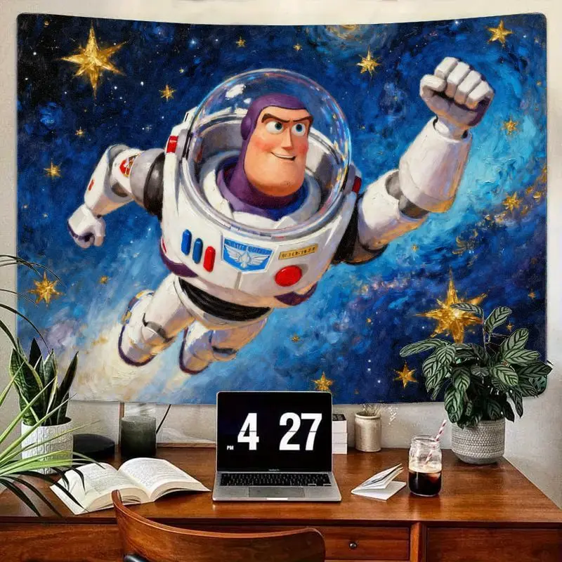 

1 шт. гобелен Disney Pixar Buzz Lightyear, настенное искусство Space Galaxy для декора детской спальни, общежития, подарок фанату из мультфильма.