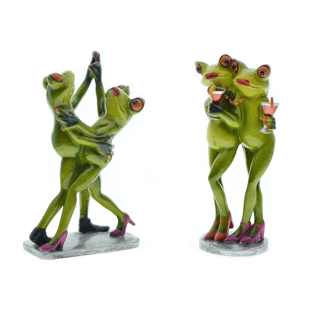 MYBLUE Home Room Decor Resin Kawaii Frog Figurine Dancer Couple Lovers Decoration Ornaments