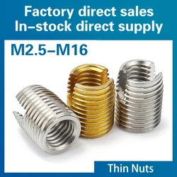 2/ 5/ 10pcs M2 M2.5 M3 M4 M5 M6 M8 ~M16 Galvanized/ Stainless Steel Thread Repair Insert Slotted Self-tapping Screw Sleeve Nuts