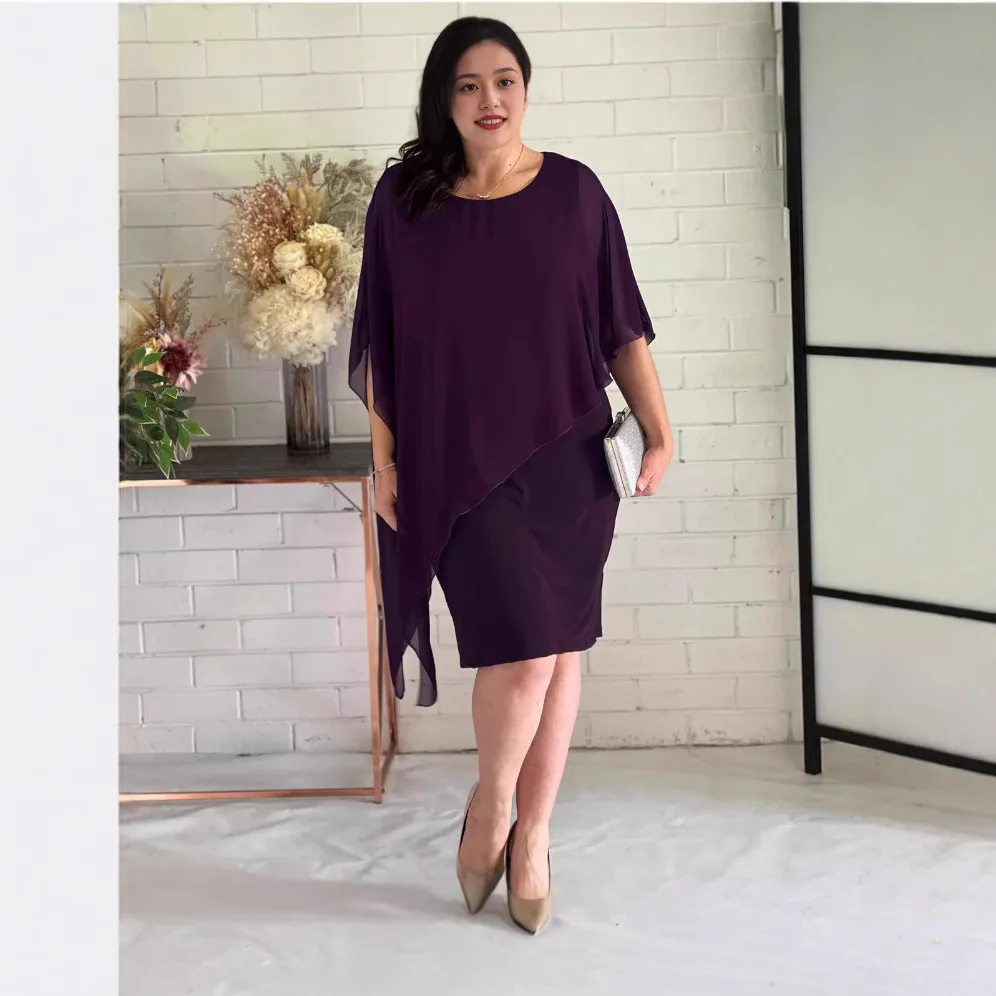 Vestido ajustado Irregular de media manga con capa lisa para mujer, vestidos informales elegantes para bodas, vestidos de fiesta de noche, ropa para mujer