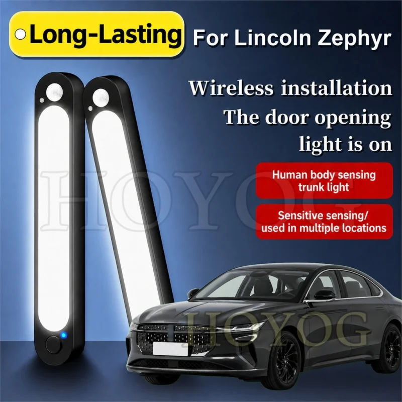 For Lincoln Zephyr 2021-2026 Car Boot Light LED Lamp Motion Sensor No Drilling Stick On Trunk Cargo Light Sedan Interior Cabin