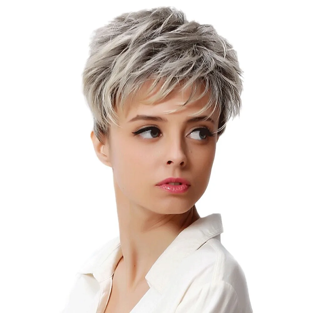 European and American fashion women with short hair, European and American wigs, head covers, fluffy and dyed gradient wigs for