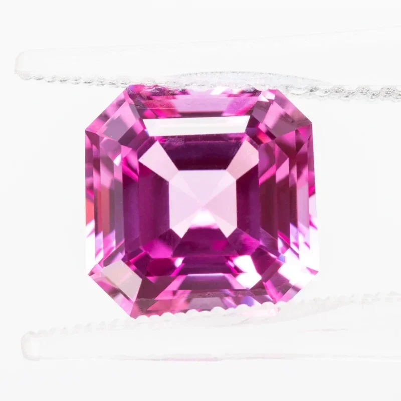 

NEW Lab Grown Sapphire Pink Color Asscher Shape VVS1 DIY Ring Necklace Earrings Main Materials Charms Gemstone with Certificate