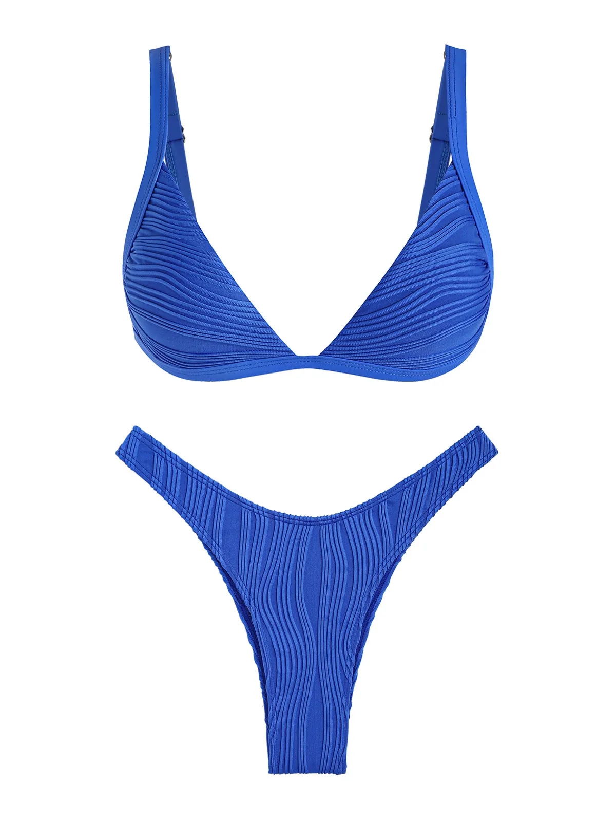 Damskie stroje kąpielowe Seamolly Wave Textured High Leg Brazylijski zestaw bikini bezczelnego trójkątnego