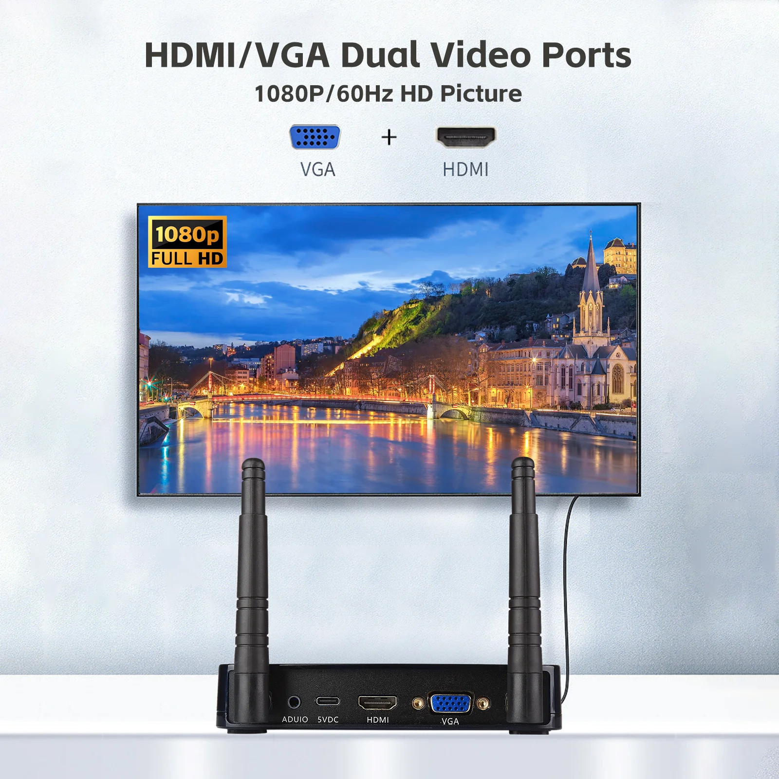 1080P 50m Wireless HDMI Video Transmitter and Receiver Video HDMI Extender for Monitor Projector Laptops