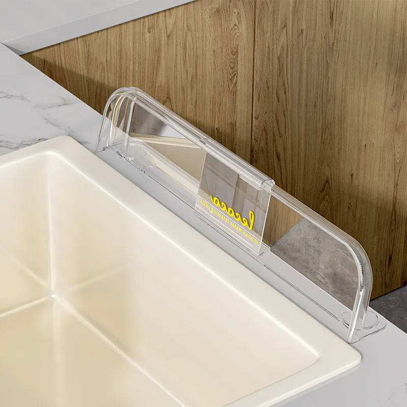 Stretchable Sink Water Splash Guard Oil-Proof Heighten Kitchen Waterproof Screen Self-adhesive Bottom Reusable Anti-water Board