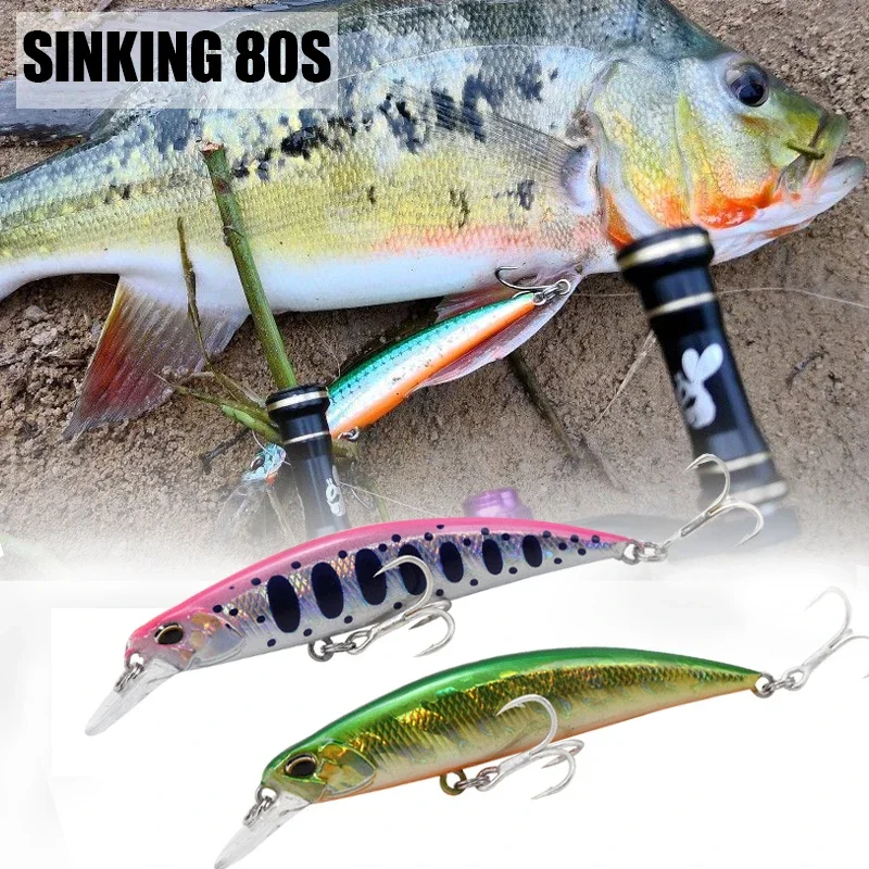 

12g 80mm Sinking Minnow Saltwater Lures Bass Trout Fishing Tackle Pesca Plastic Hard Bait Minnow Lure 80S