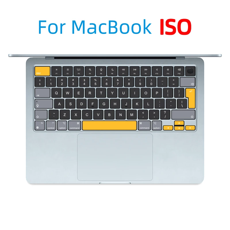 

Подходит для (Iso Eu) Apple MacBook, наклейка на клавиатуру ноутбука, наклейка на кнопку, черный, серый, простой Air M4 15,3 A1369 A13041 Pro M2-M3 16,2 A2780 13,6 A3113 13,3 A1278