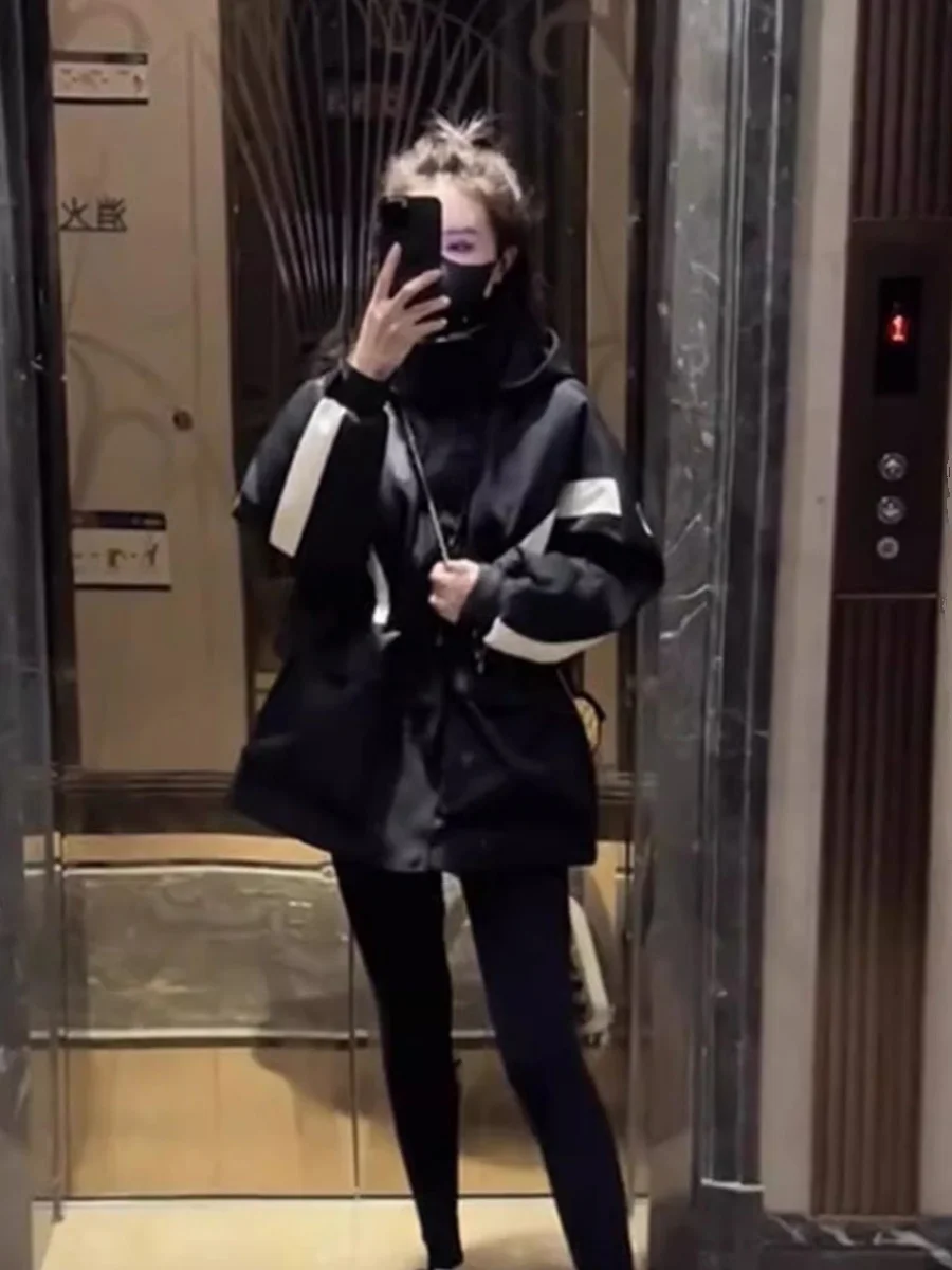 Bla Winter Jaet 2023 New Sle Casual Thi Cappotto da lavoro in cotone caldo per le donne Versione coreana Chiusura con cerniera con cappuccio