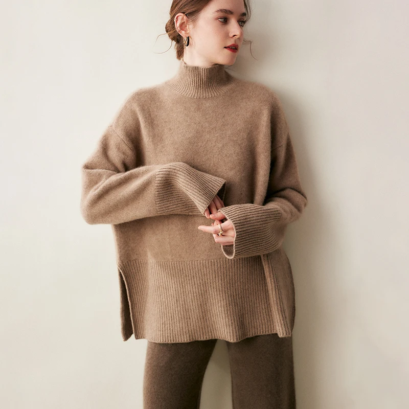 Winter Women\'s Sweater High Quality Soft Warm Pullover 100% Cashmere Sweaters Female Loose Large Size Thicken Knit Jumper Ladies