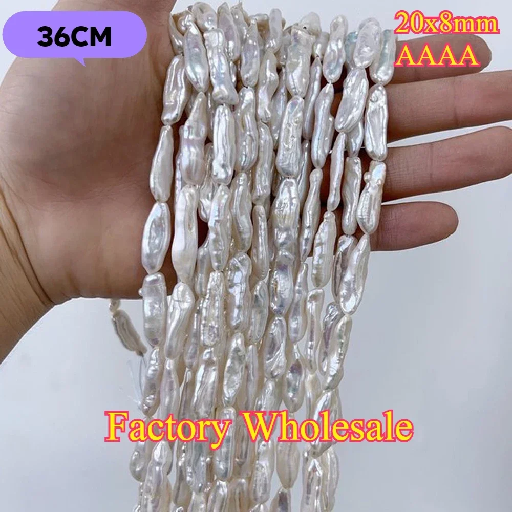 25x8mm AAAA White Baroque Strip Irregular Bead Radiant Natural Freshwater Pearl Jewelry Make DIY Necklace Bracelet Women Gift