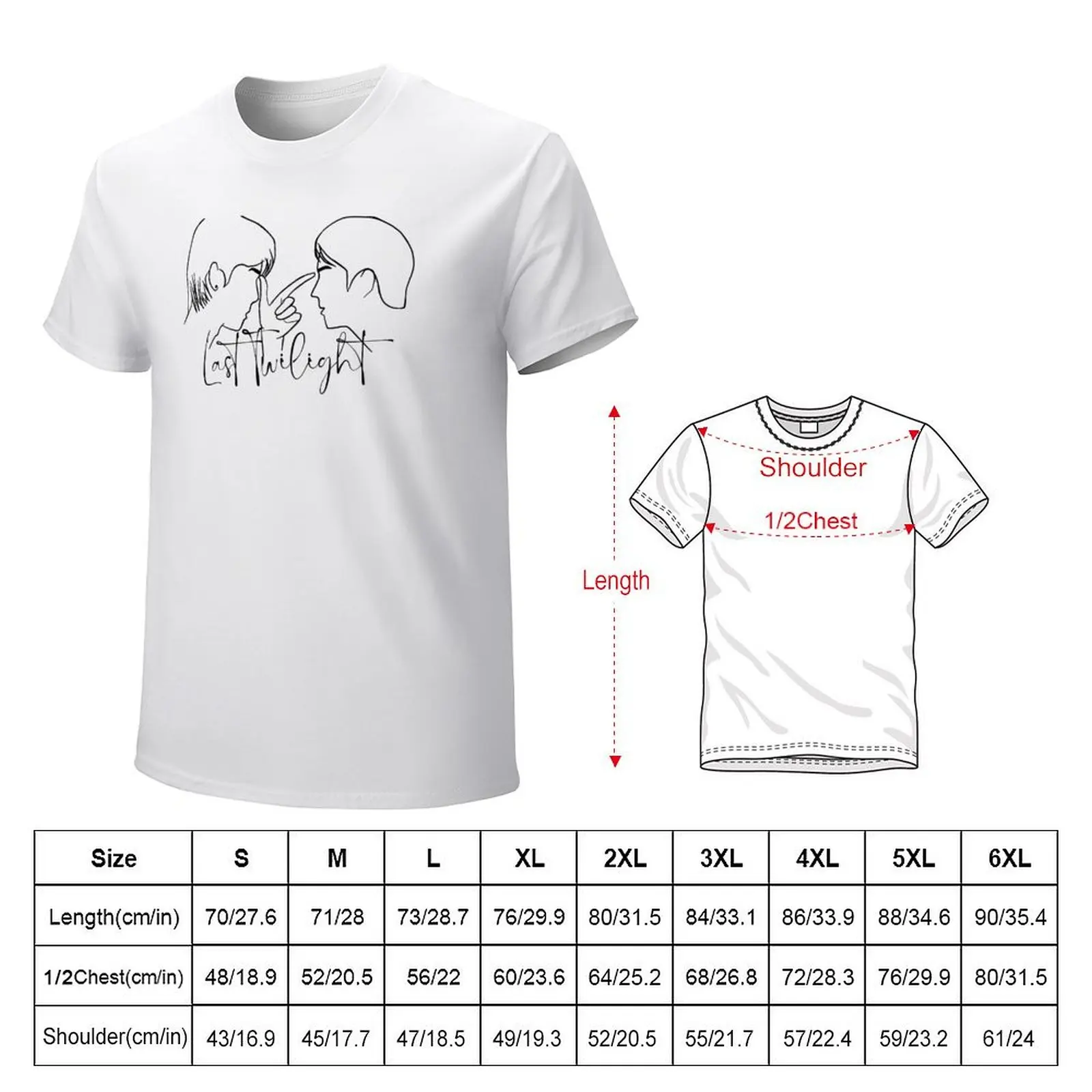 Jimmysea last twilight bl series silhouette line drawing T-Shirt plain mens plain t shirts