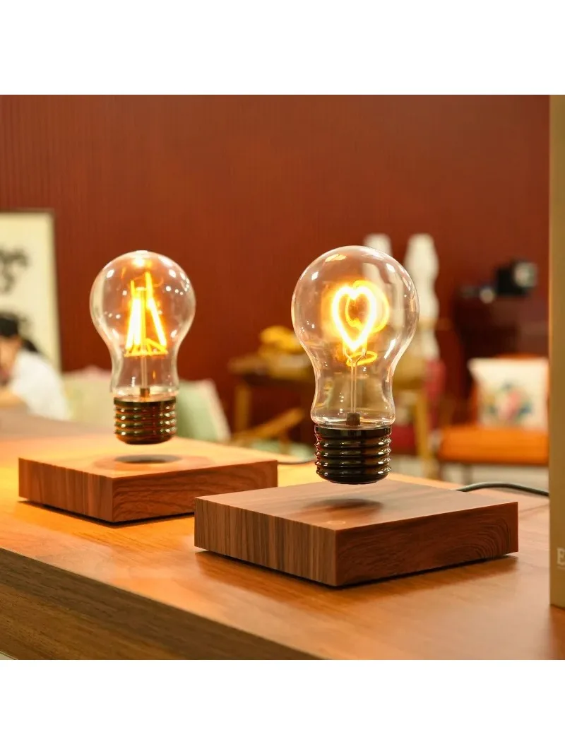 Magnetyczna Lewitująca Bezprzewodowa Żarówka LED Lampa Biurkowa na Unikalne Prezenty Lampka Nocna do Pokoju Dekoracja Domu Biura Gadżet Technologiczny — 2