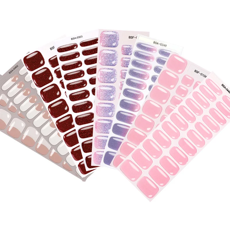 Pure Color Simple Baking Free Gel Nail Sticker Set,which Can Be Used As DIY Nail Sticker for Fingernails and Toenails,without UV