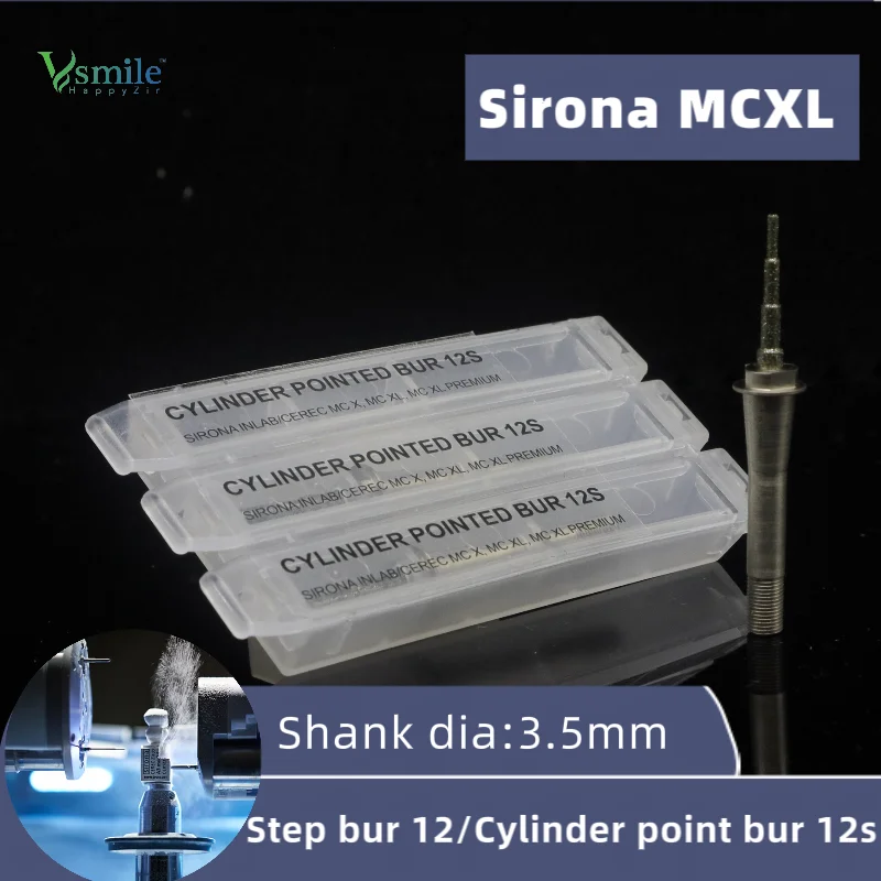 Sirona inLab/CEREC MCXL Milling Burs Suitable for Sirona Cerec MCXL for Milling Glass Ceramic,Step Bur 12S,Cylinder Pointed  12S