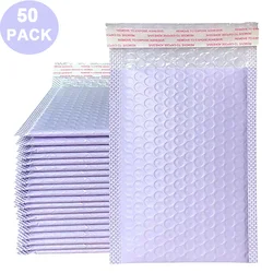 Purple White Bubble Mailers 50pcs Padded Envelopes Ziplock Bag Packaging Bags For Business Mylar Bags Shipping Packaging 18x23cm