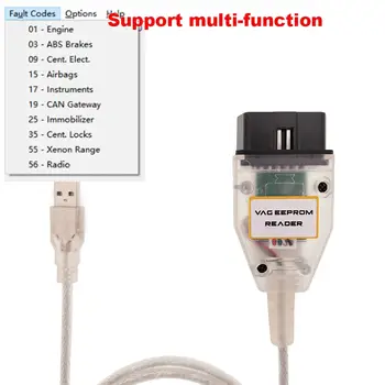 Pro programátor VAG Eeprom Reader 1.20 podporuje vymazání resetování airbagů, čtení a zápis dat o havárii airbagů, korekci najetých kilometrů imobilizérem Eeprom 8 nejlepší prodej programátor EEPROM pro VAG - №1