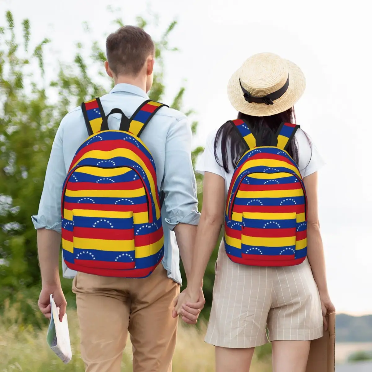 Flag Of Venezuelan, Caribbean Sea In South America Backpack School Bag Hiking Travel Daypack for Men Women Bookbag Shoulder Bags