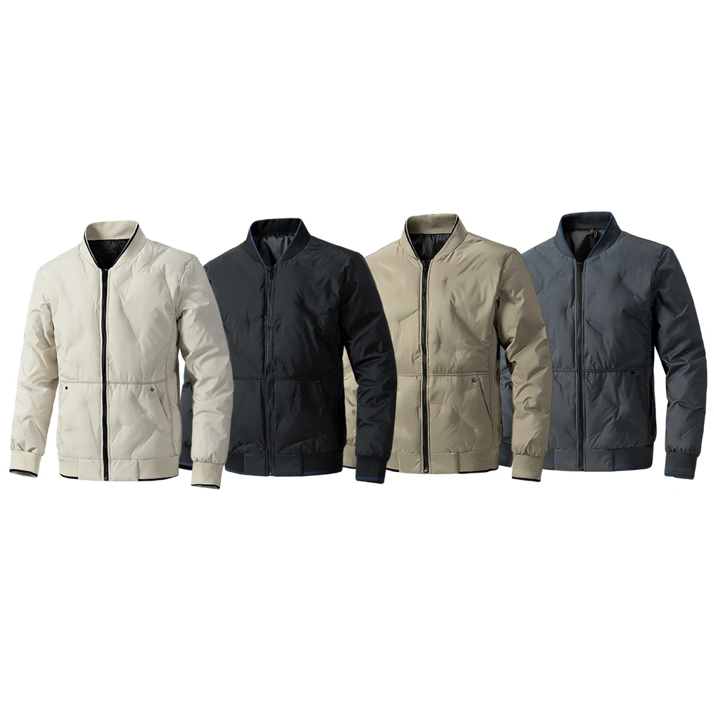 

Мужская повседневная хлопковая куртка на осень: простая и повседневная бейсбольная куртка на молнии, теплое пальто на хлопковой подкладке для мужской зимней моды.