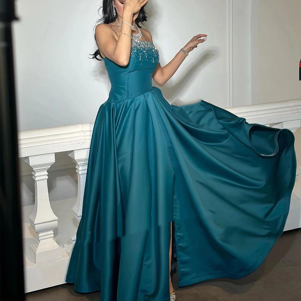 Muloong Strapless Floor-Length Women Elegant And Pretty Luxury Prom Dress