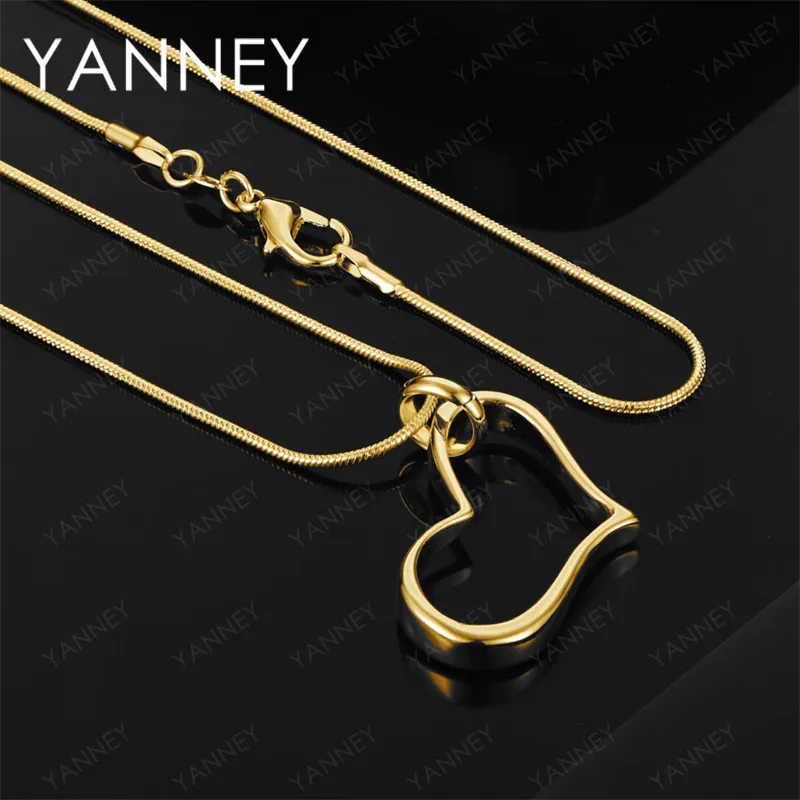 

925 Sterling Silver 18K Gold 16-30 Inch Exquisite Heart Pendant Necklace Women Party Gift Wedding Jewelry Fashion Accessories
