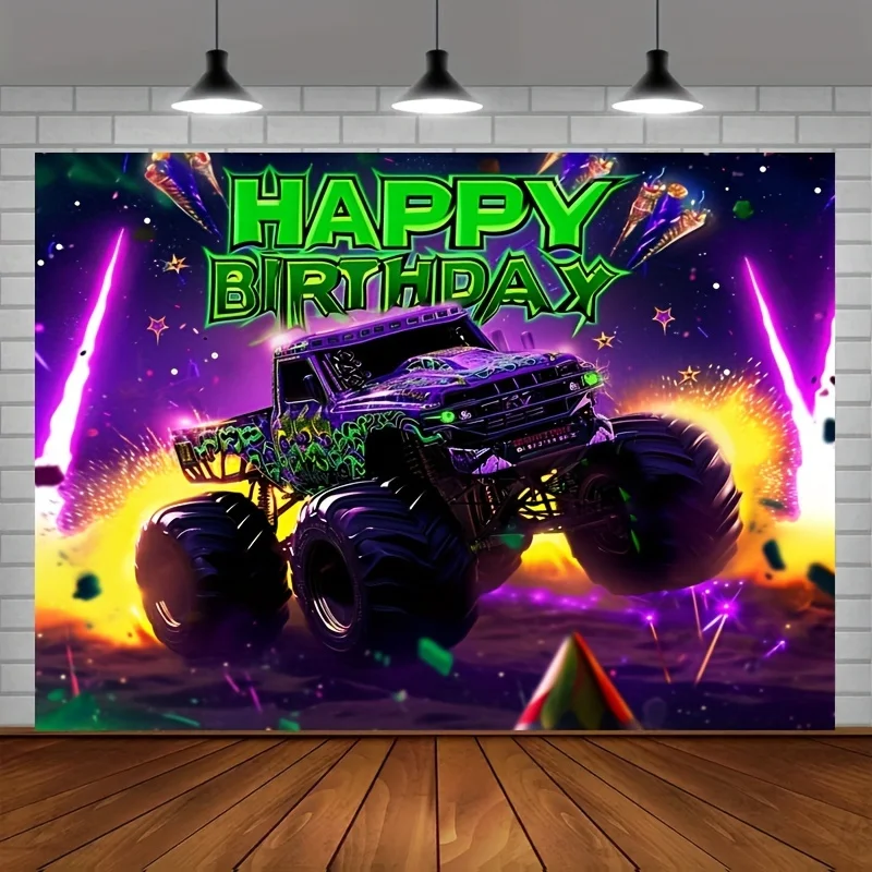 Green Car Happy Birthday Truck Rear Seat Monster Racing Stadium Auditorium Light Terrain Car Motorcycle Men's Decoration