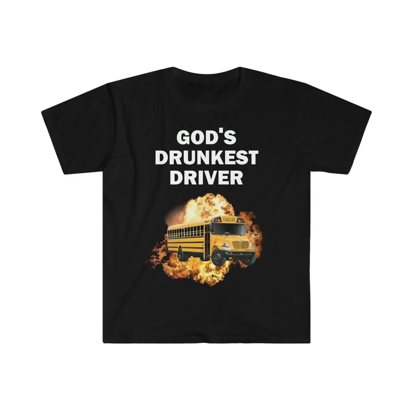 God's Drunkest Driver Exploding School Bus Funny Meme T Shirt Humor Satire Offensive Novelty  vintage Washed Comfortable