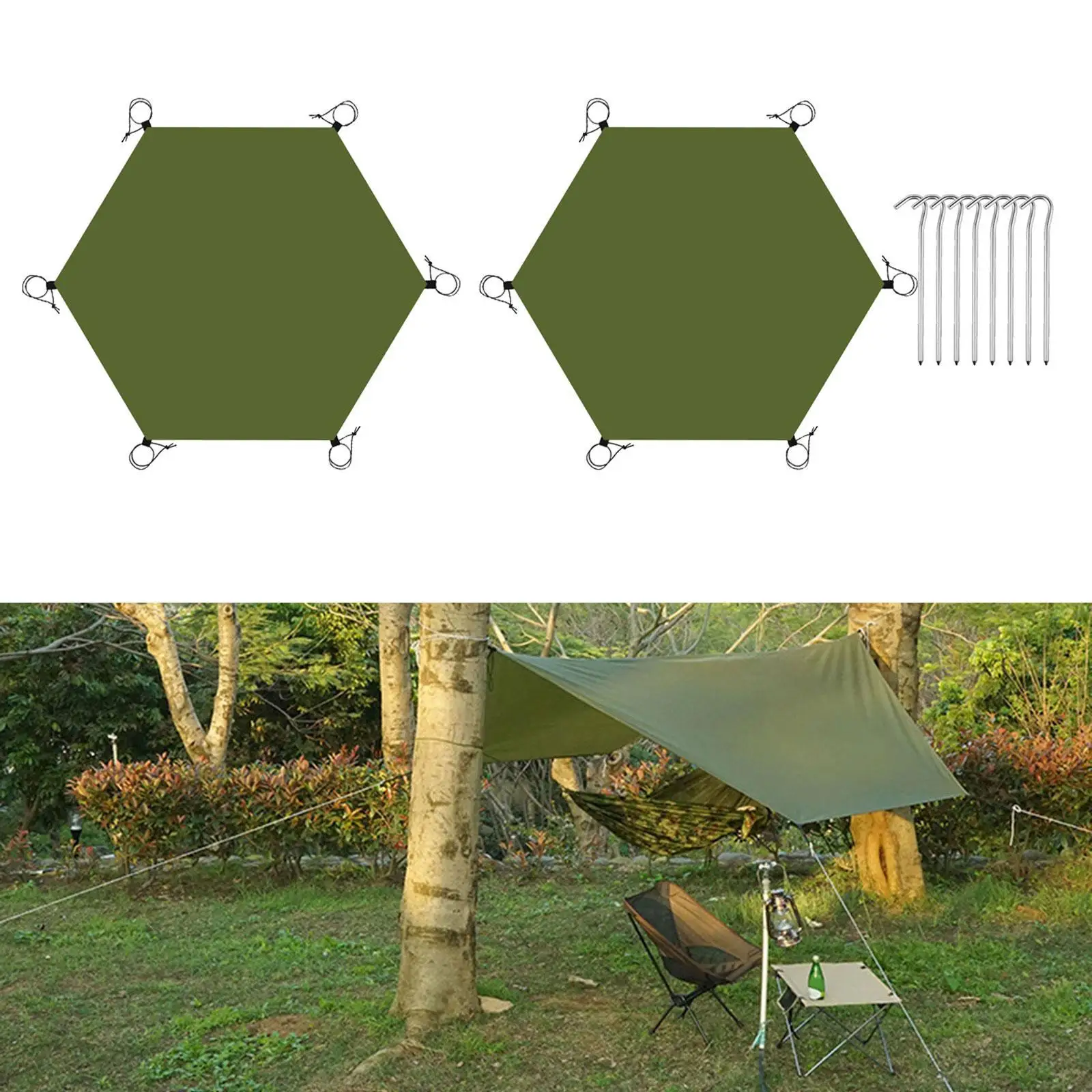 Hexagonal Tent Footprint Beach Mat Tent Floor Mat for Picnic Outdoor Hiking