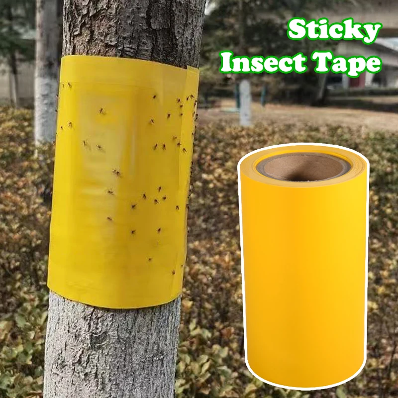 Cinta amarilla para barrer insectos de los árboles – Adhesivo fuerte, protección de doble cara contra polillas, hormigas e insectos que se desplazan