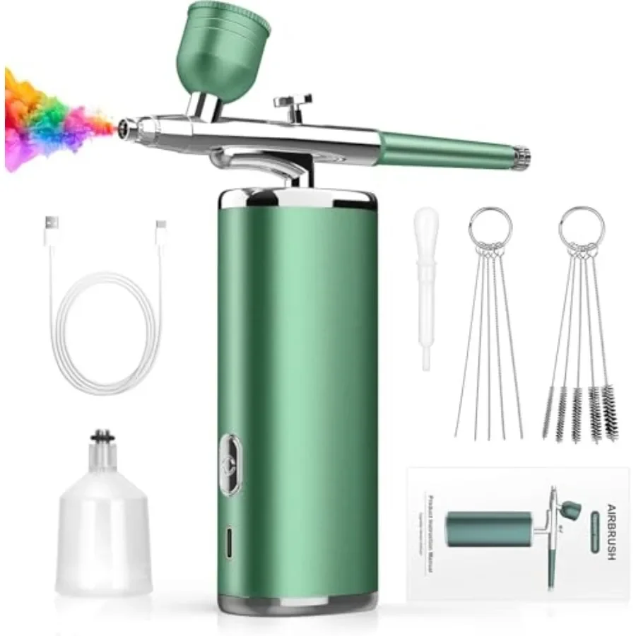 

Rechargeable Cordless Airbrush Kit with HighPressure Compressor for Nail Art Tattoo Design Makeup Application Cake Decoration a
