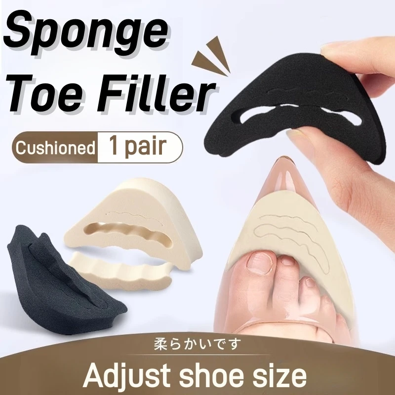 Toe Plug Soft Half Insoles Reusable Toe Sponge Filler Inserts for Shoes Adjustable Too Big Foot Brace Pads Unisex Shoe Inserts