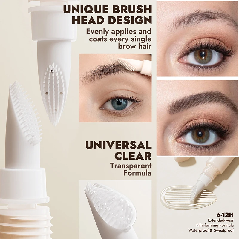 جل حواجب ثلاثي الأبعاد مقاوم للماء لتصفيف الحواجب، رأس فرشاة سيليكون فريد من نوعه، عقد يدوم طويلاً 6-12 ساعة، للجنسين للرجال والنساء #3