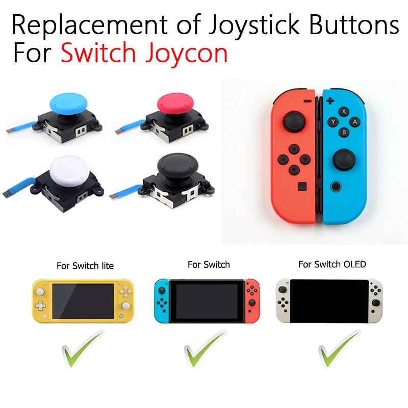 Запасные части для ремонта левого и правого контроллеров Switch NS/Switch Lite/Switch OLED: 3D аналоговые стики Joycon, замена джойстиков.