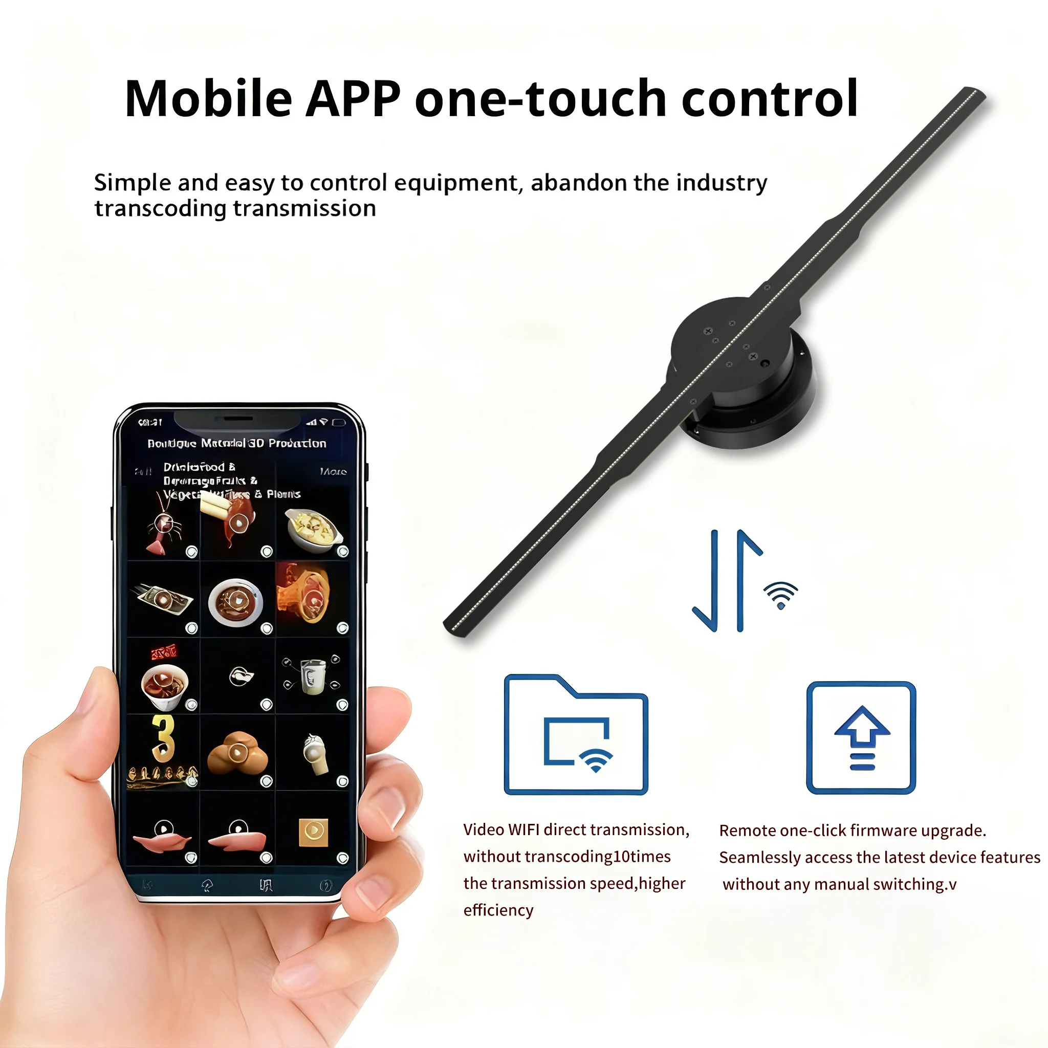 

3d Holographic Lights LED Neon WIFI Activated Holographic Fan Screen Rotating Display Video Image Projection Festival Logo Cool