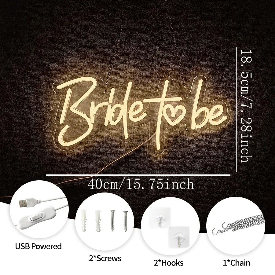 花嫁になるためのネオンサイン 壁飾り用、LEDネオンライト ウェディングサイン ブライダルシャワー 独身最後のパーティー 婚約パーティーの装飾用