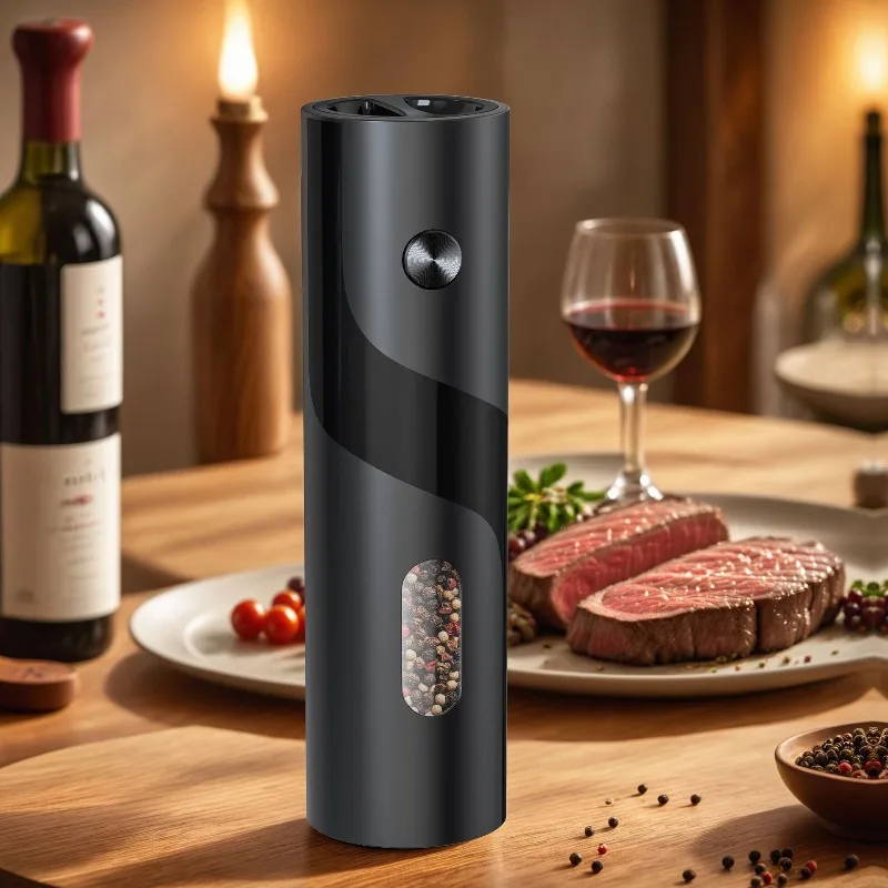 

1/2PCS USB Rechargeable Electric Pepper Grinder Set with LED Light Automatic Salt Spice Mill Kitchen Tool Gift